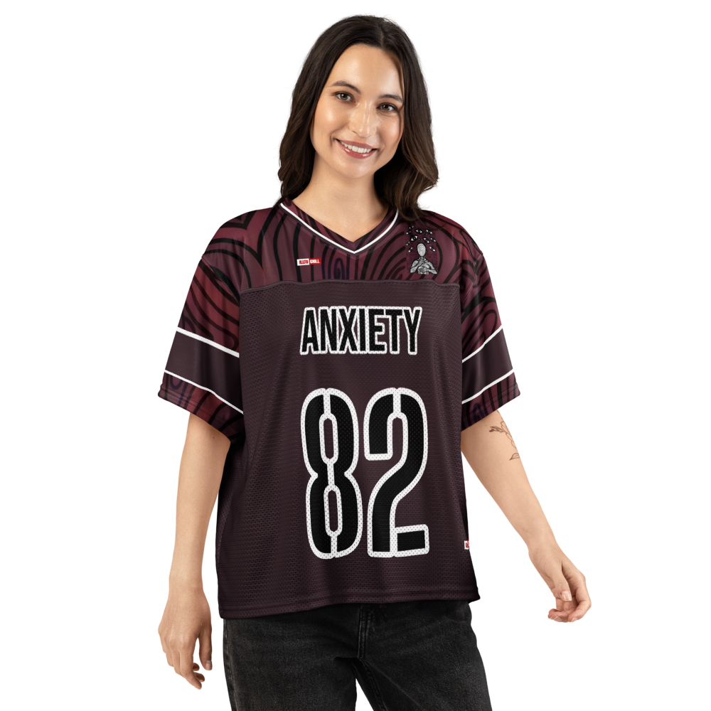 Anxiety Warrior Boxy Football Jersey Mental Health Anxiety Streetwear Apparel by ILLTOCHILL