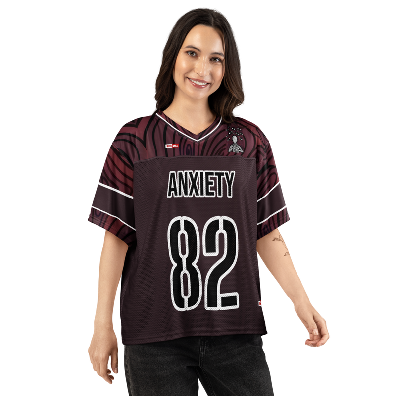 Anxiety Warrior Boxy Football Jersey Mental Health Anxiety Streetwear Apparel by ILLTOCHILL