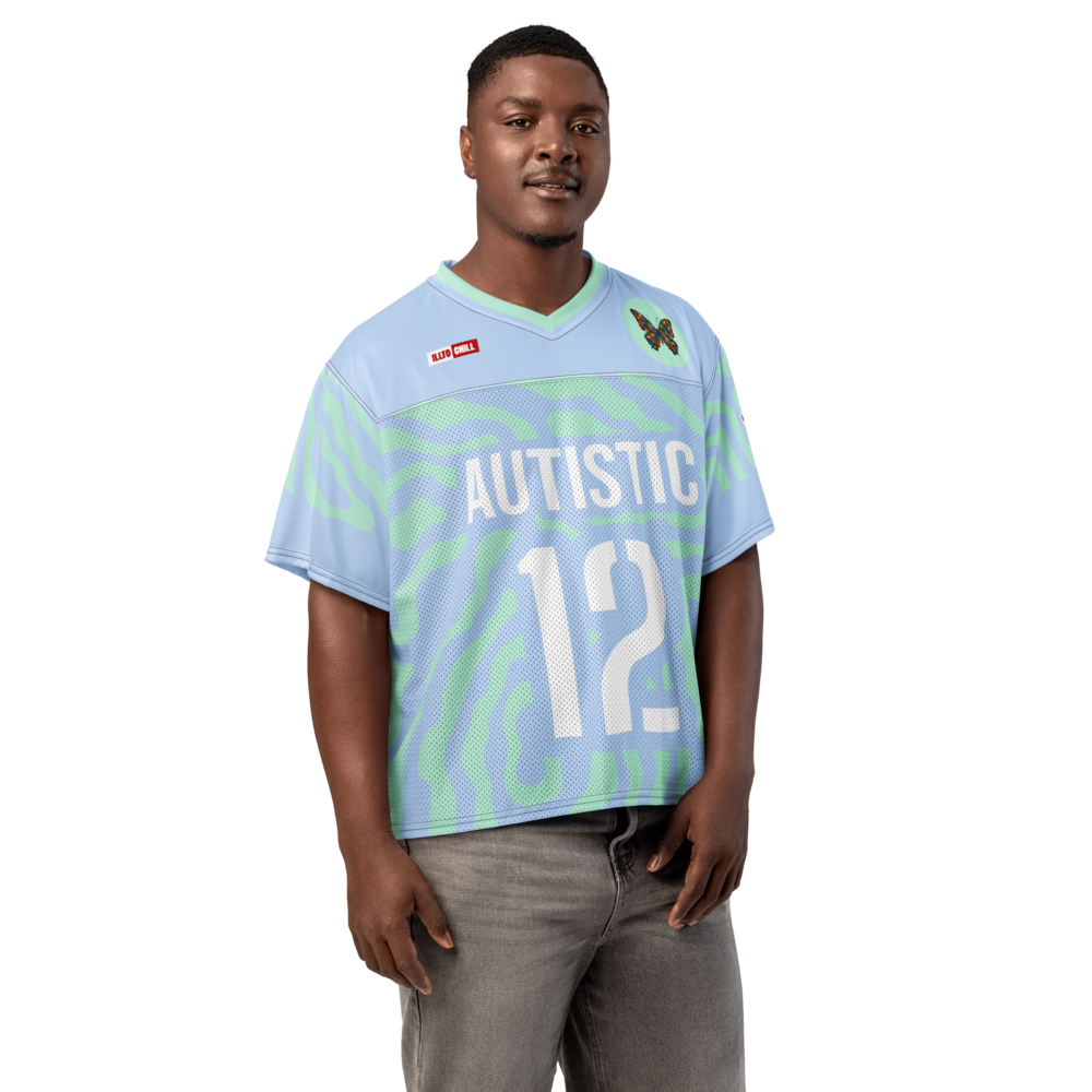 Autism Team Spirit Boxy Football Jersey – Game Day Neurodivergent Confidence ILLTOCHILL - ILLTOCHILL autism awareness merchandise