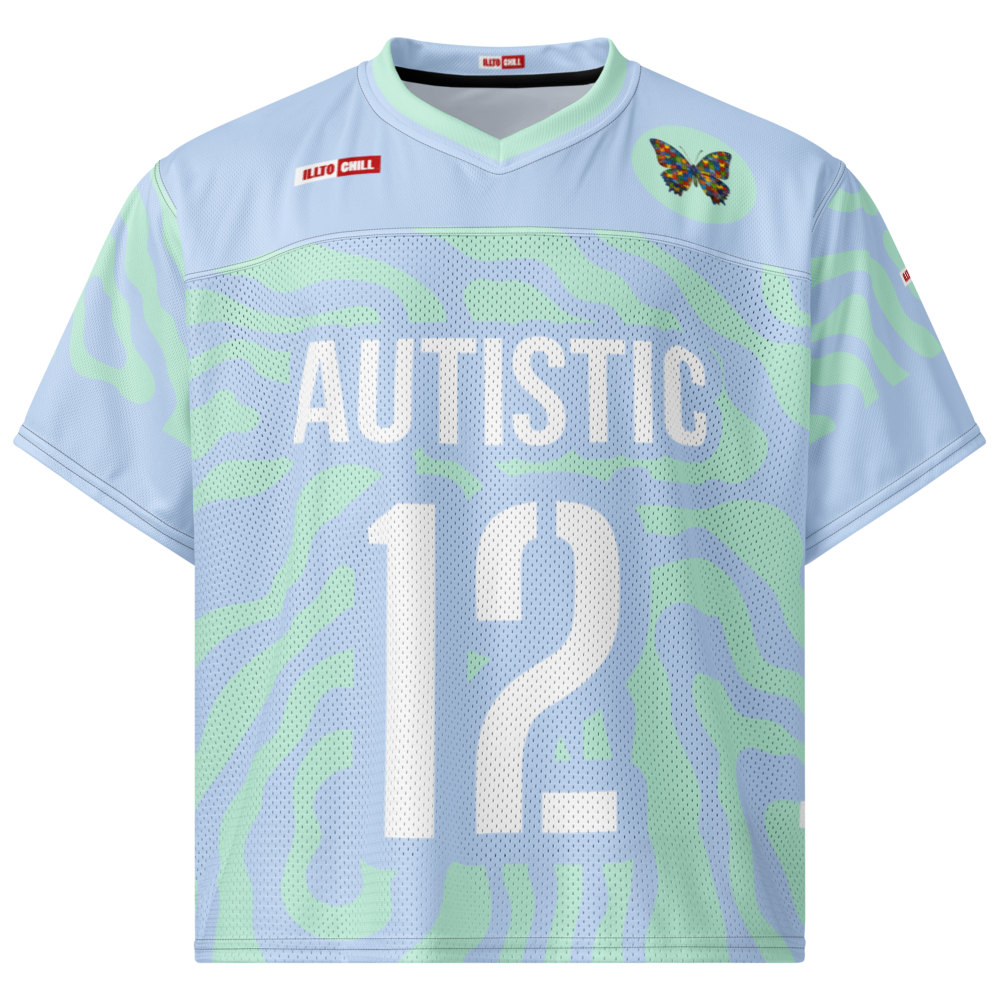 Autism Team Spirit Boxy Football Jersey – Game Day Neurodivergent Confidence ILLTOCHILL - ILLTOCHILL autism awareness merchandise