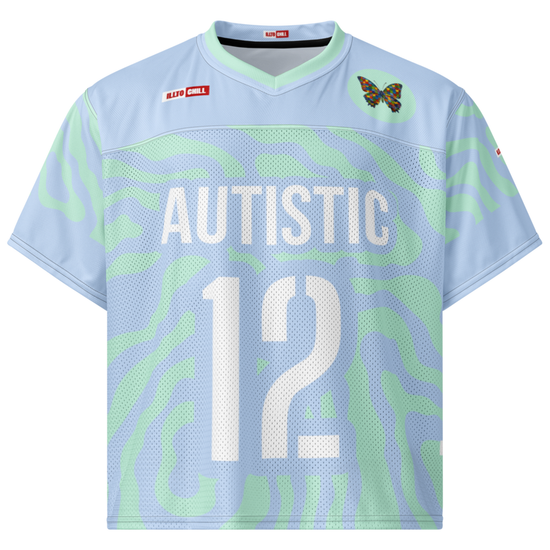 Autism Team Spirit Boxy Football Jersey – Game Day Neurodivergent Confidence ILLTOCHILL - ILLTOCHILL autism awareness merchandise