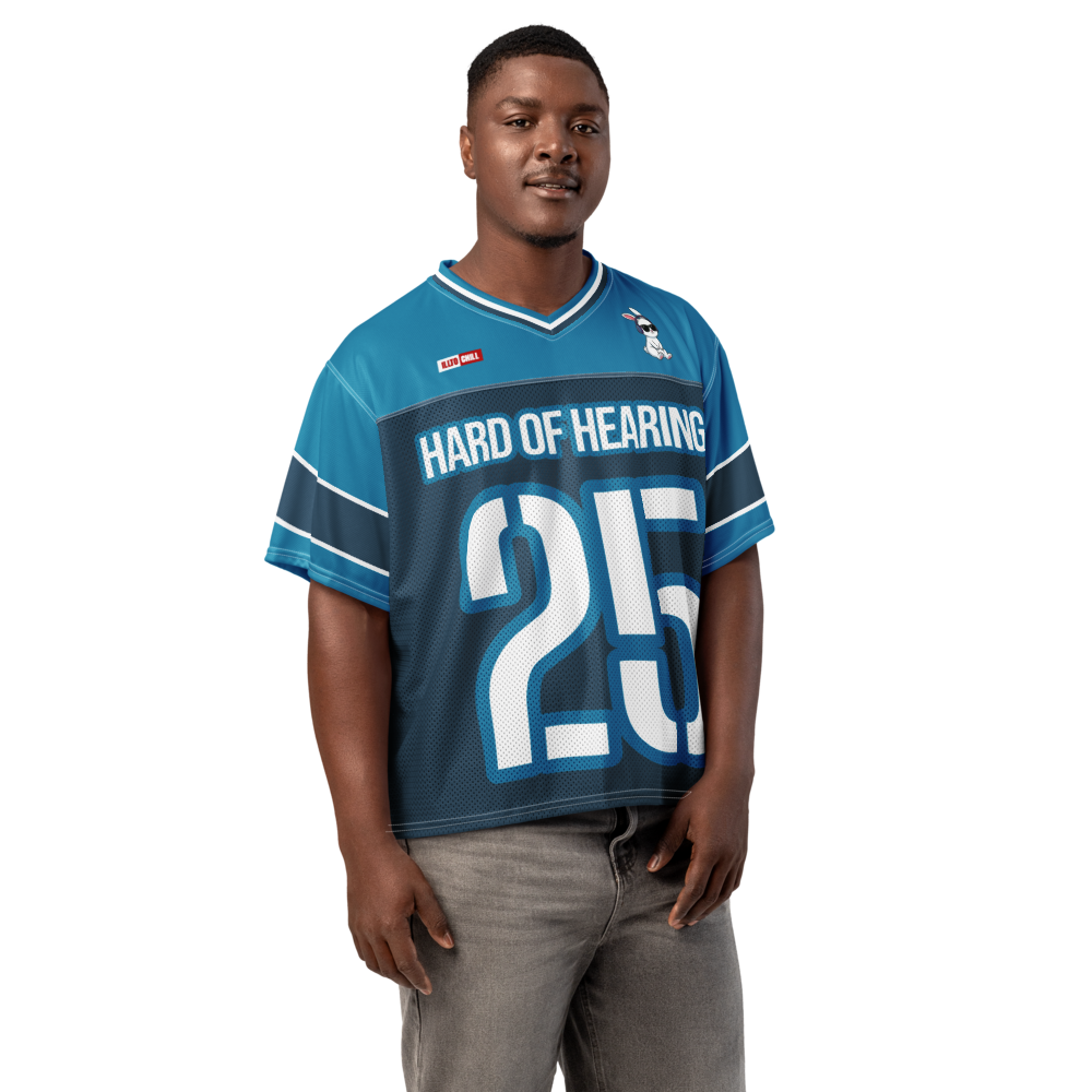 ILLTOCHILL Hard of Hearing awareness hearing impaired support Boxy football jersey