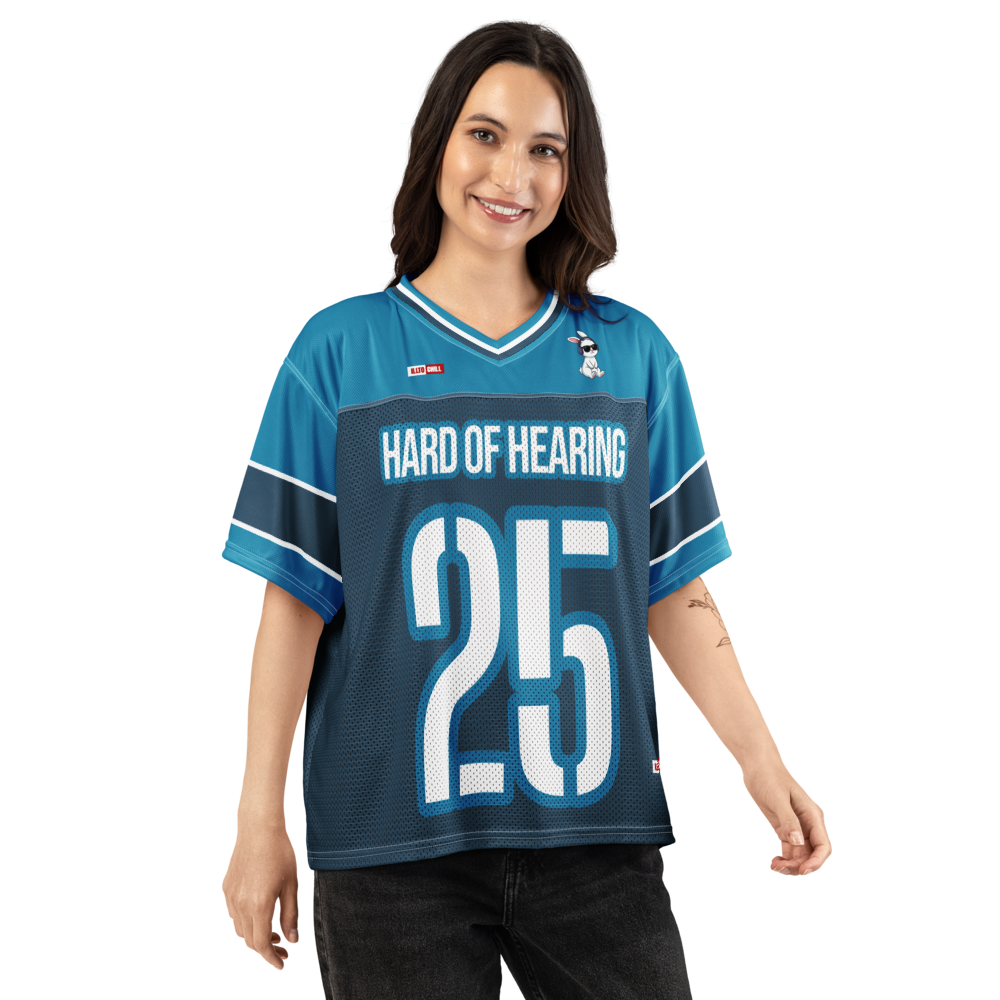 ILLTOCHILL Hard of Hearing awareness hearing impaired support Boxy football jersey