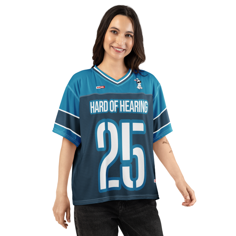 ILLTOCHILL Hard of Hearing awareness hearing impaired support Boxy football jersey