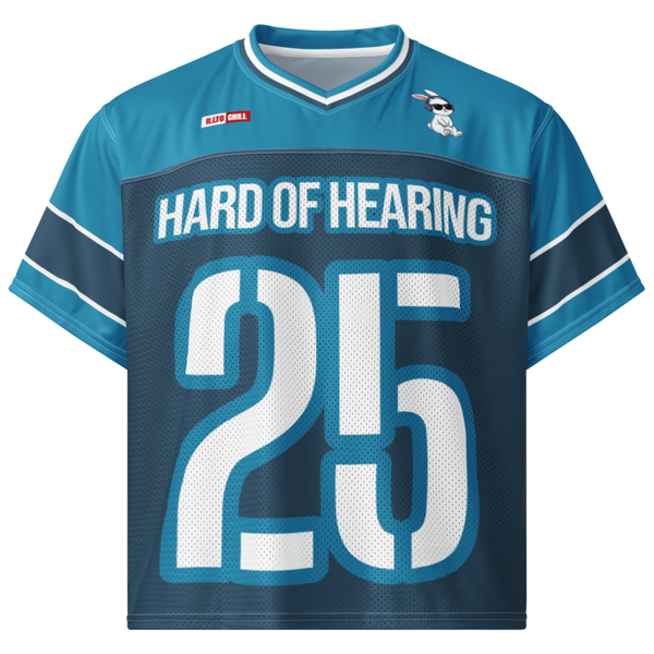 ILLTOCHILL Hard of Hearing awareness hearing impaired support Boxy football jersey