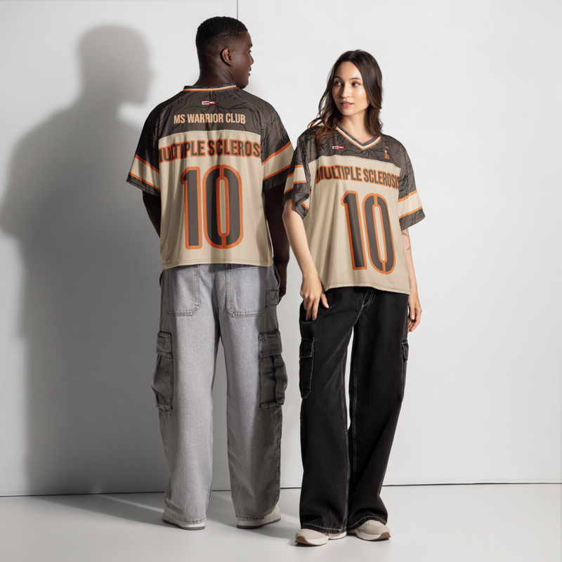 ILLTOCHILL MS Multiple Sclerosis awareness and support Boxy football jersey