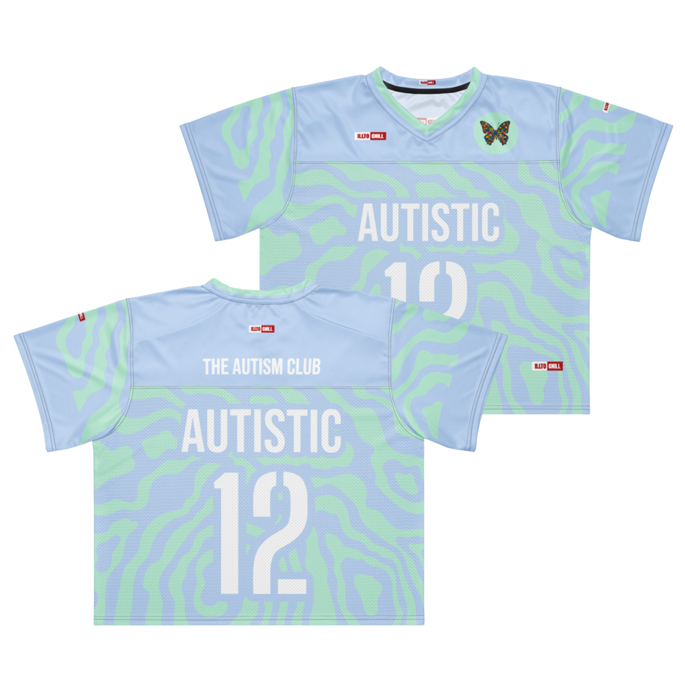 Autism Team Spirit Boxy Football Jersey – Game Day Neurodivergent Confidence ILLTOCHILL - ILLTOCHILL autism awareness merchandise