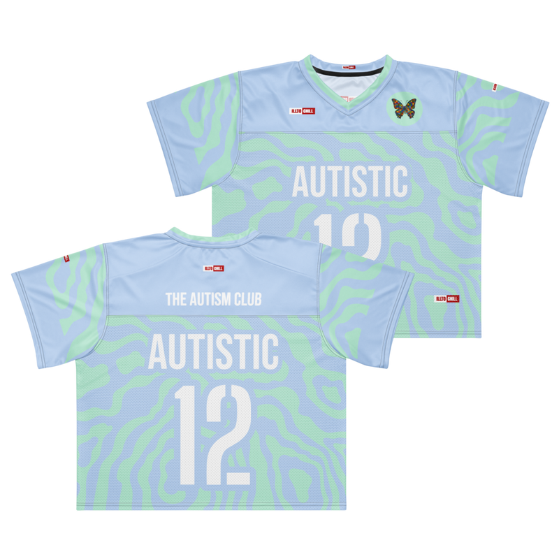 Autism Team Spirit Boxy Football Jersey – Game Day Neurodivergent Confidence ILLTOCHILL - ILLTOCHILL autism awareness merchandise