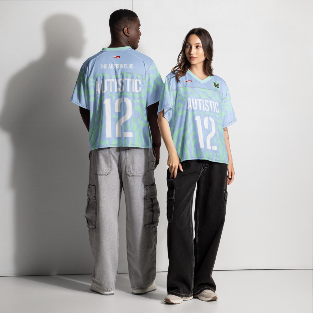 Autism Team Spirit Boxy Football Jersey – Game Day Neurodivergent Confidence ILLTOCHILL - ILLTOCHILL autism awareness merchandise