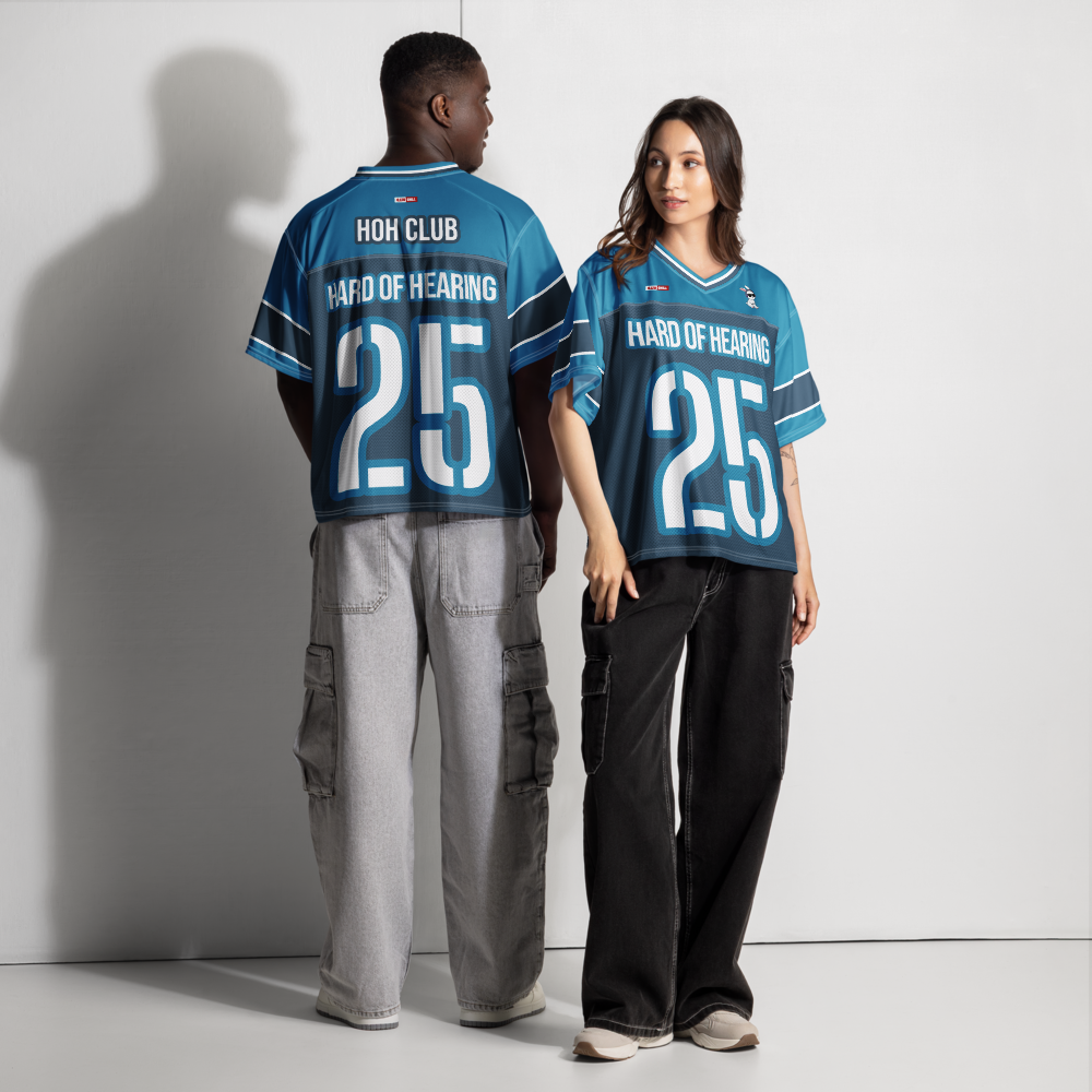 ILLTOCHILL Hard of Hearing awareness hearing impaired support Boxy football jersey