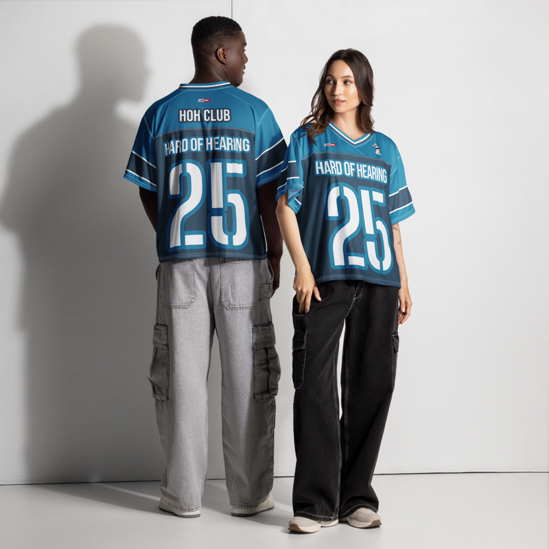 ILLTOCHILL Hard of Hearing awareness hearing impaired support Boxy football jersey