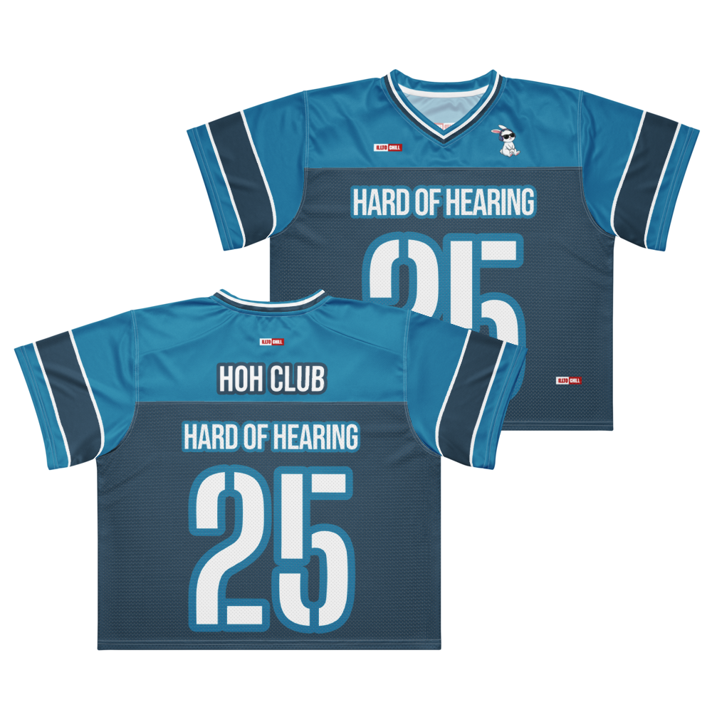 ILLTOCHILL Hard of Hearing awareness hearing impaired support Boxy football jersey