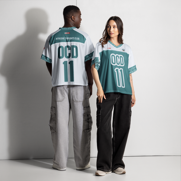 ILLTOCHILL OCD awareness Obsessive-Compulsive Disorder Boxy football jersey