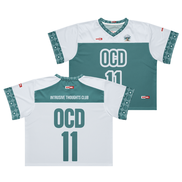 ILLTOCHILL OCD awareness Obsessive-Compulsive Disorder Boxy football jersey