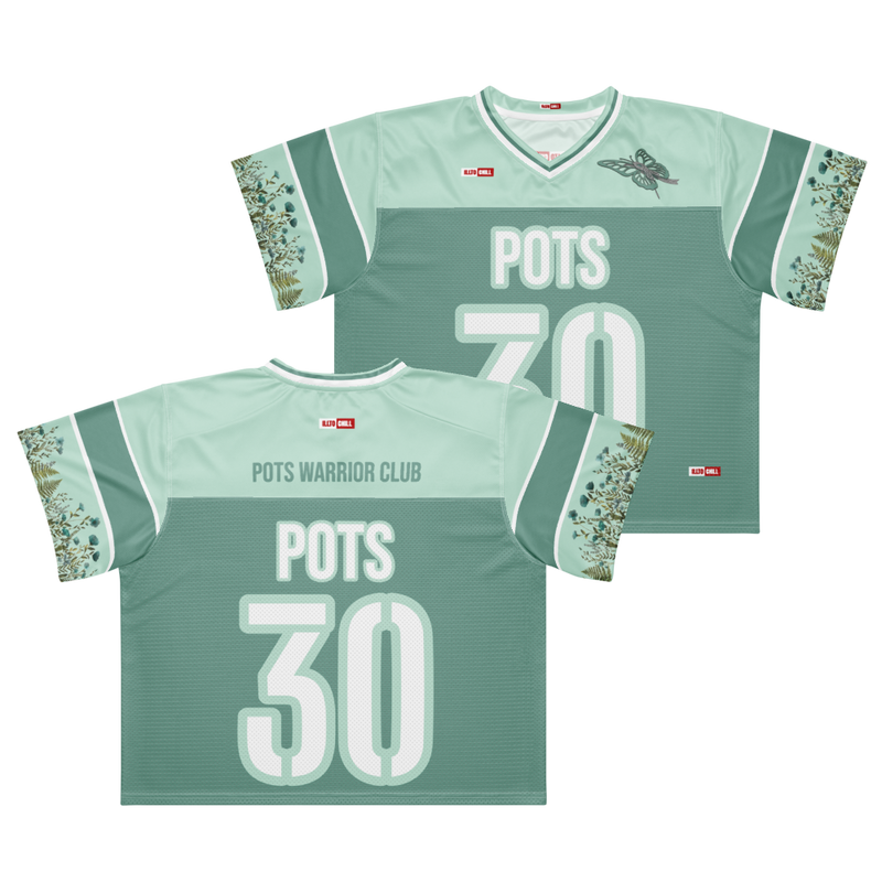 ILLTOCHILL POTS awareness Boxy football jersey