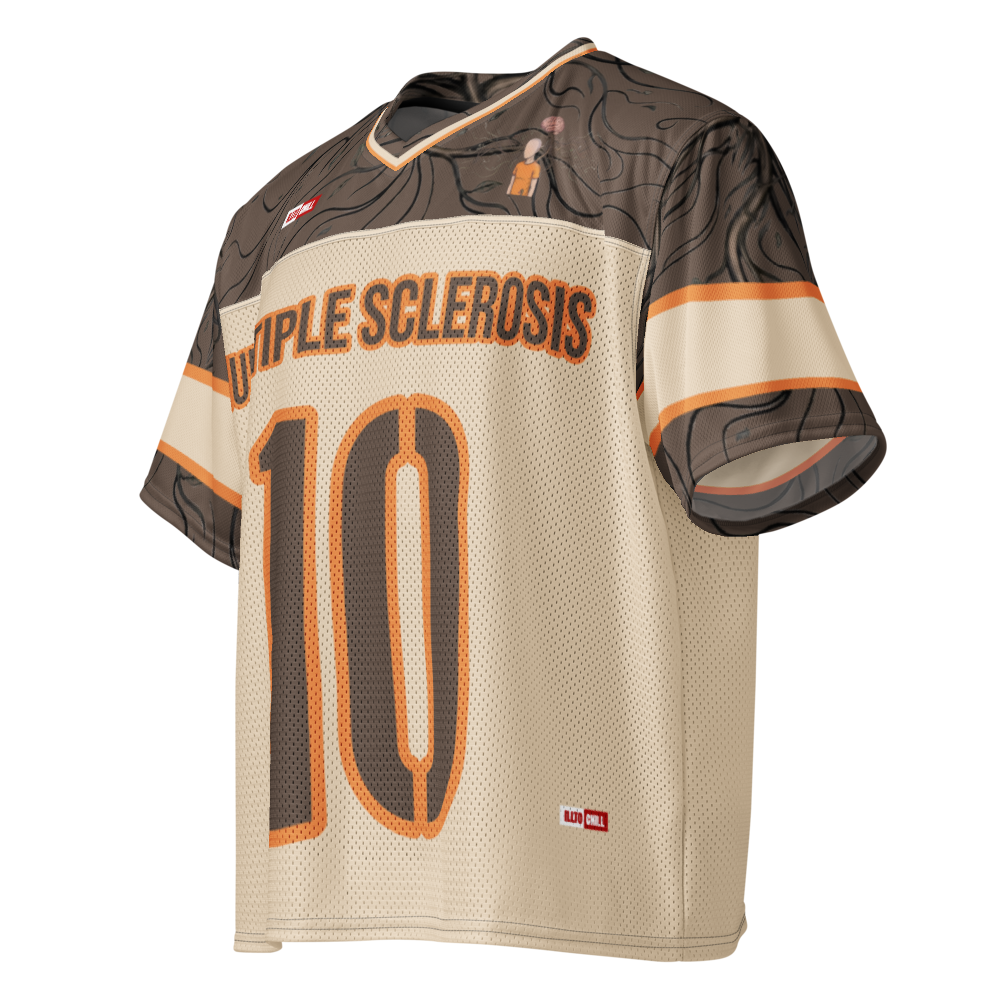 ILLTOCHILL MS Multiple Sclerosis awareness and support Boxy football jersey