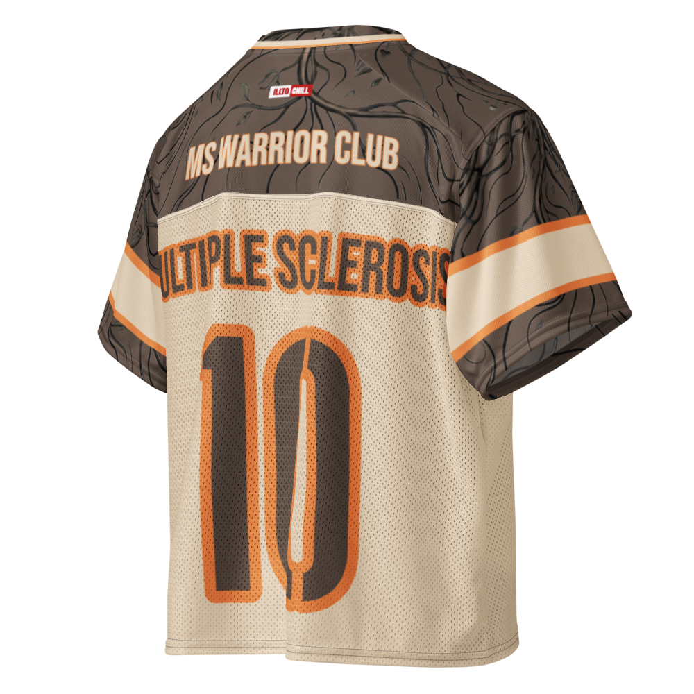 ILLTOCHILL MS Multiple Sclerosis awareness and support Boxy football jersey