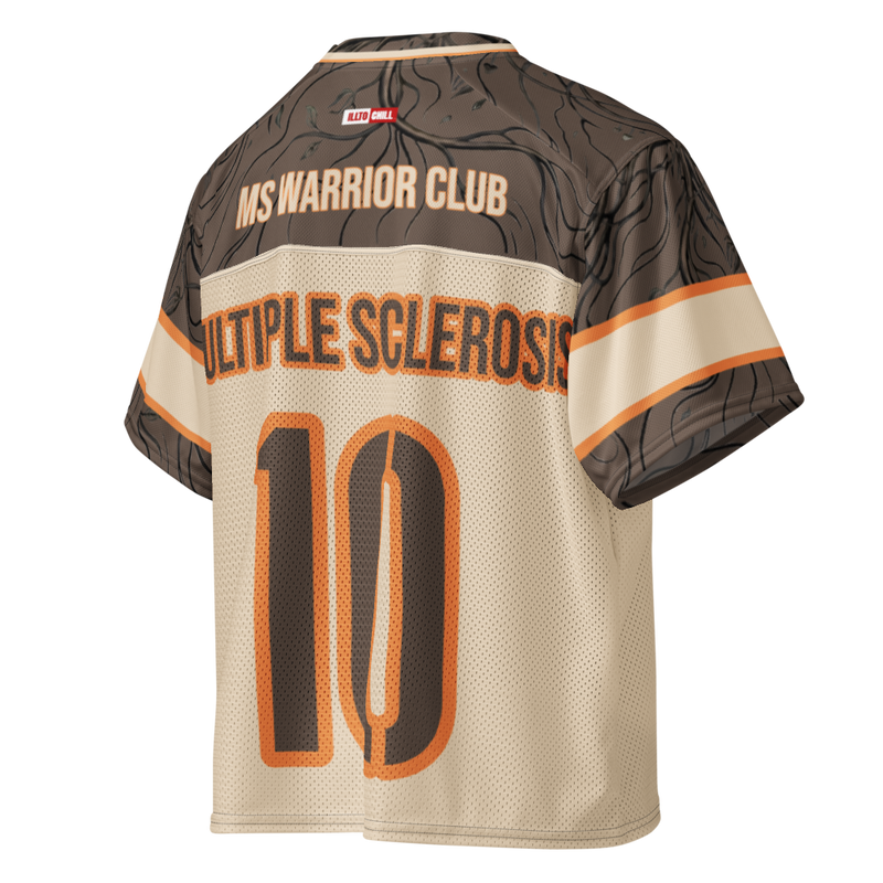 ILLTOCHILL MS Multiple Sclerosis awareness and support Boxy football jersey