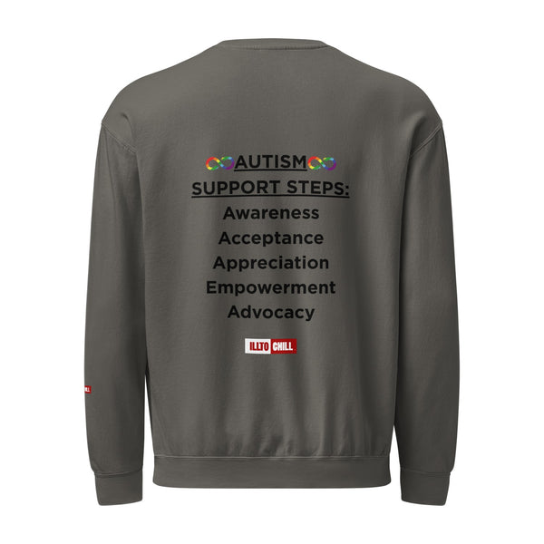 ILLTOCHILL autism-support-unisex-garment-dyed-fleece-crewneck-sweatshirt-1 main product image — white background