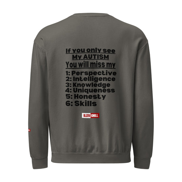 ILLTOCHILL autism-support-unisex-garment-dyed-fleece-crewneck-sweatshirt main product image — white background