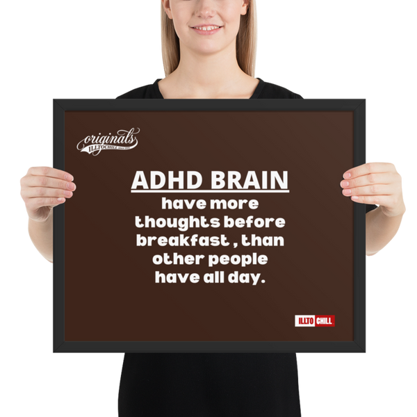 Lightning Bolt Brain ADHD Framed Poster – Own Your Wiring | ILLTOCHILL