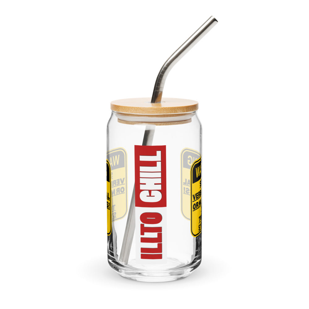 ILLTOCHILL Tourette Syndrome awareness Tics warning Tourettes educational gift Can-Shaped Glass.