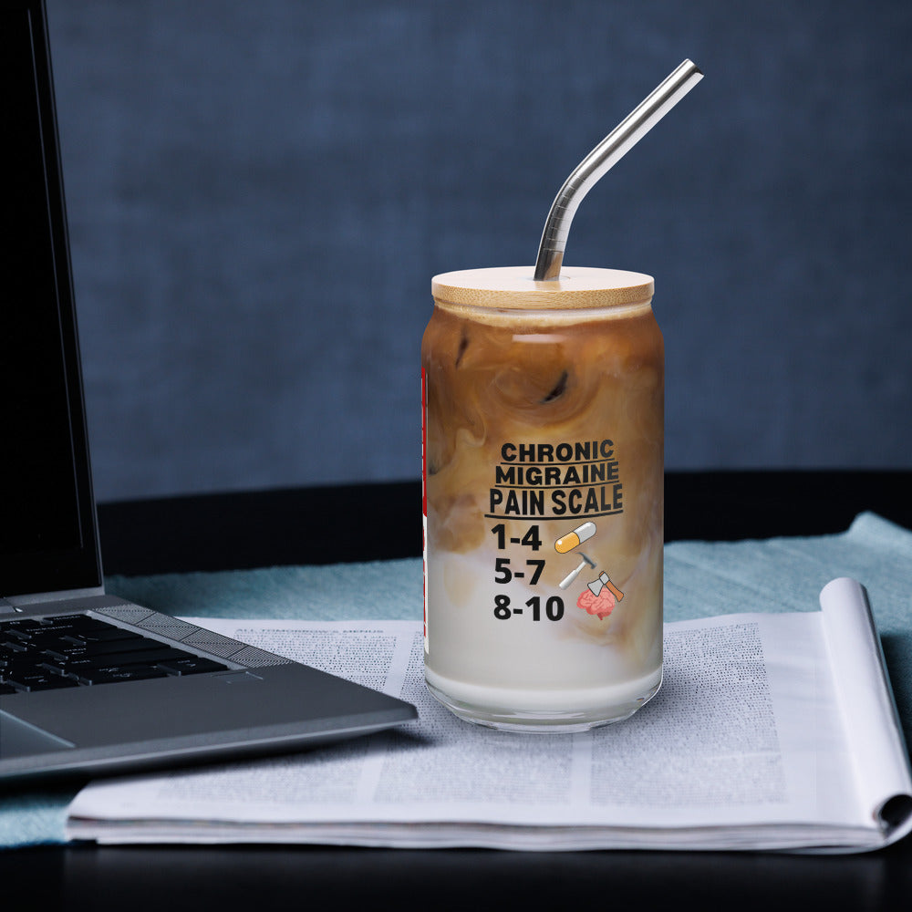 ILLTOCHILL Chronic Migraine Pain scale migraine awareness gift Can-Shaped Glass.