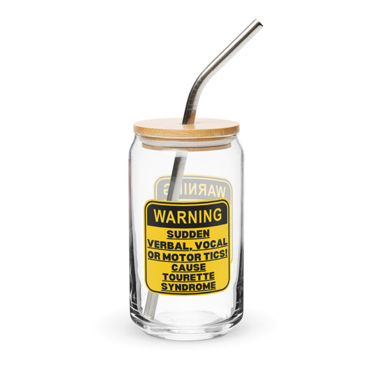 ILLTOCHILL Tourette Syndrome awareness Tics warning Tourettes educational gift Can-Shaped Glass.