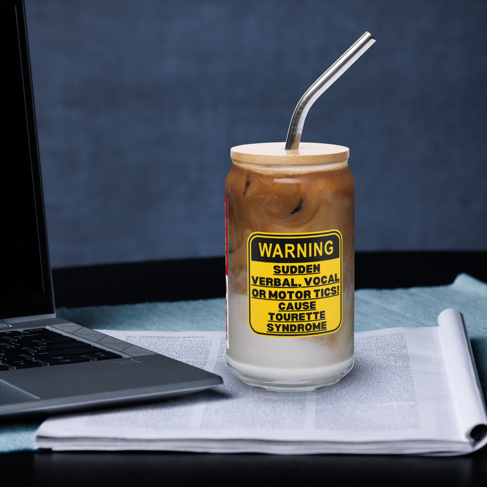ILLTOCHILL Tourette Syndrome awareness Tics warning Tourettes educational gift Can-Shaped Glass.