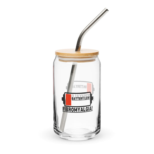 ILLTOCHILL Fibromyalgia awareness Battery Low funny fibro gift Can-Shaped Glass.