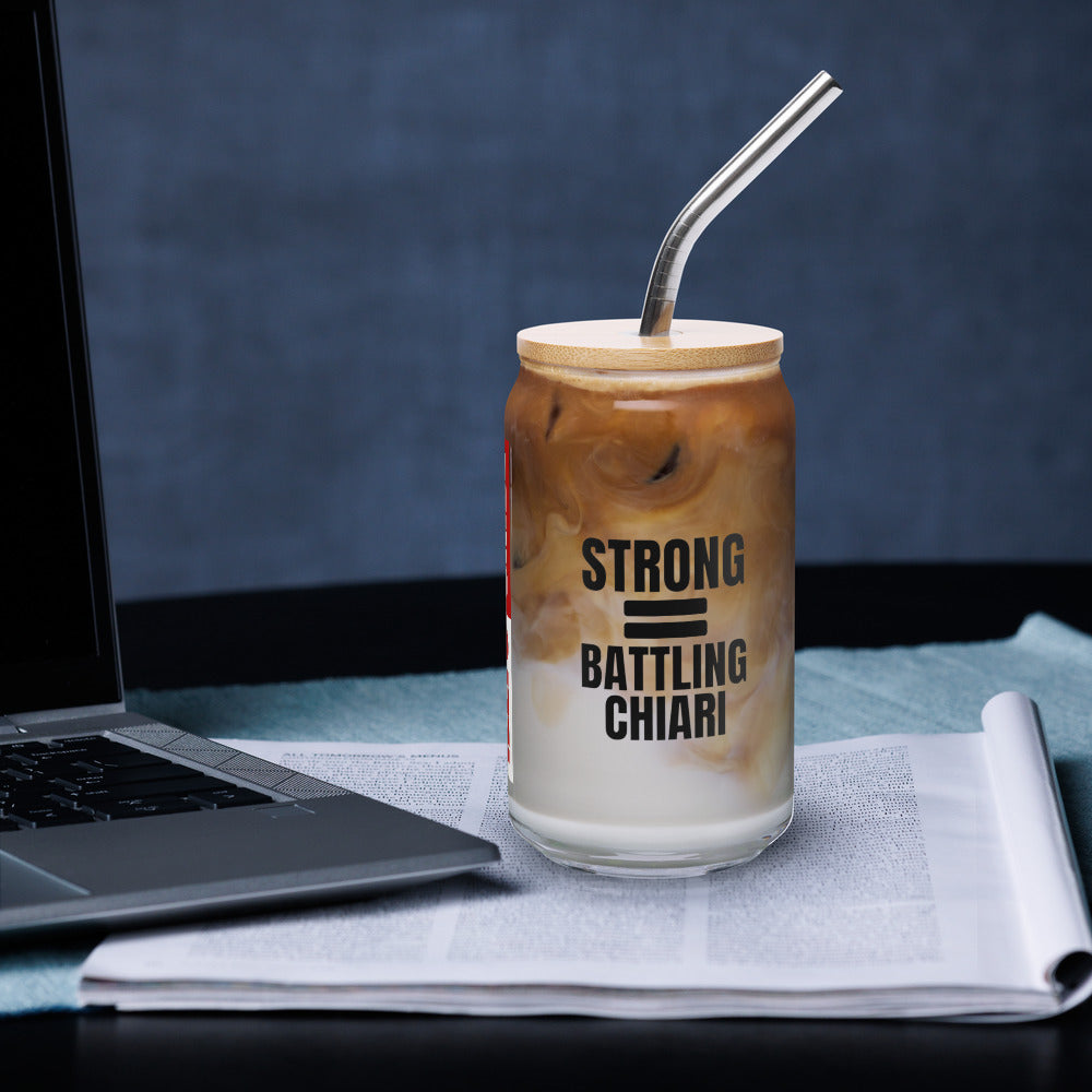 ILLTOCHILL Chiari Malformation Awareness Strong is equal to Batting CM Gift Can-Shaped Glass.