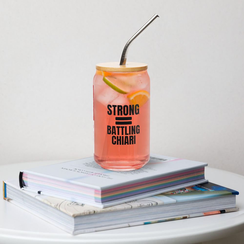 ILLTOCHILL Chiari Malformation Awareness Strong is equal to Batting CM Gift Can-Shaped Glass.