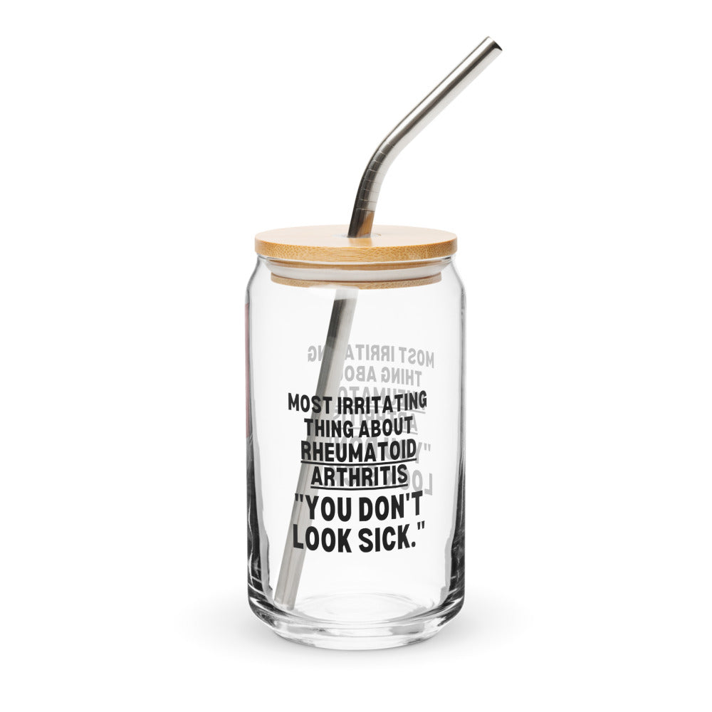 ILLTOCHILL Rheumatoid arthritis awareness Most irritating thing about RA arthritis support gift Can-Shaped Glass.