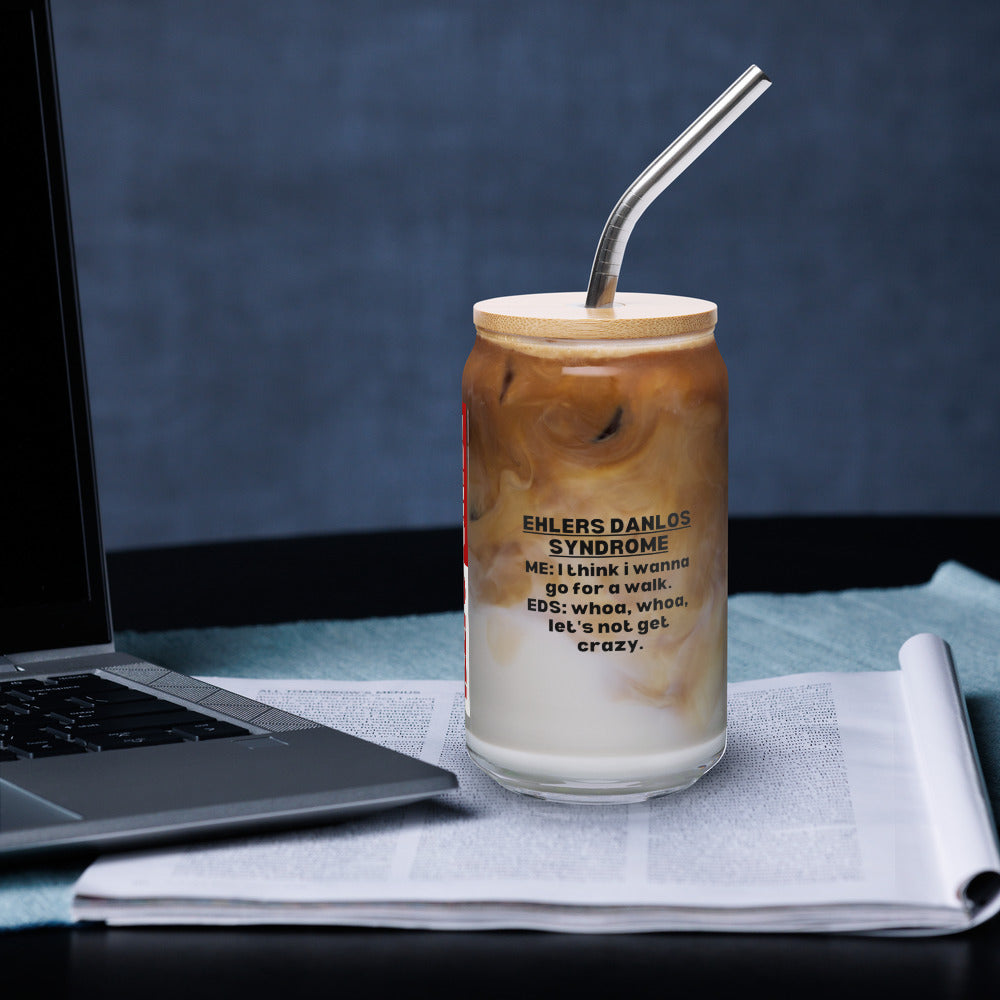 ILLTOCHILL Ehlers danlos syndrome awareness Internal Eds conversation funny Ehlers-danlos gift Can-Shaped Glass.