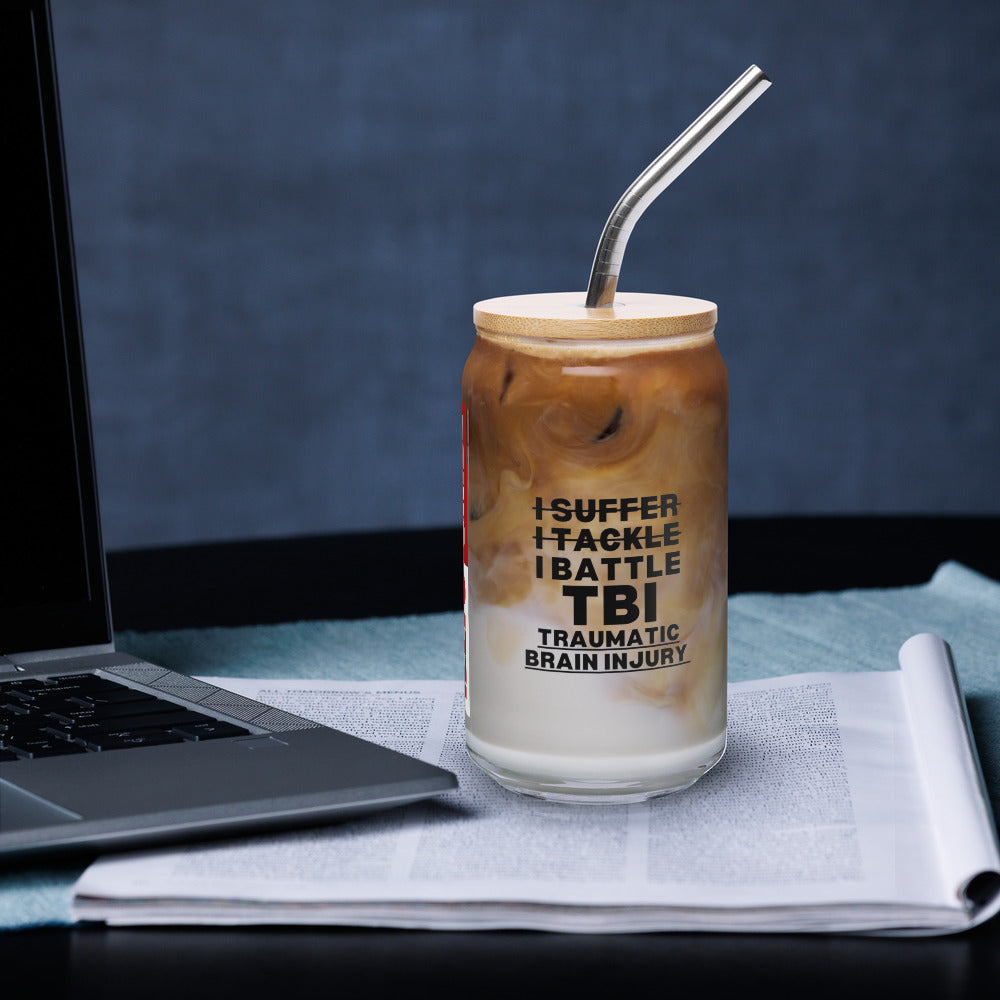 ILLTOCHILL TBI Awareness I battle Traumatic brain Injury TBI thoughtful gift Can-Shaped Glass.