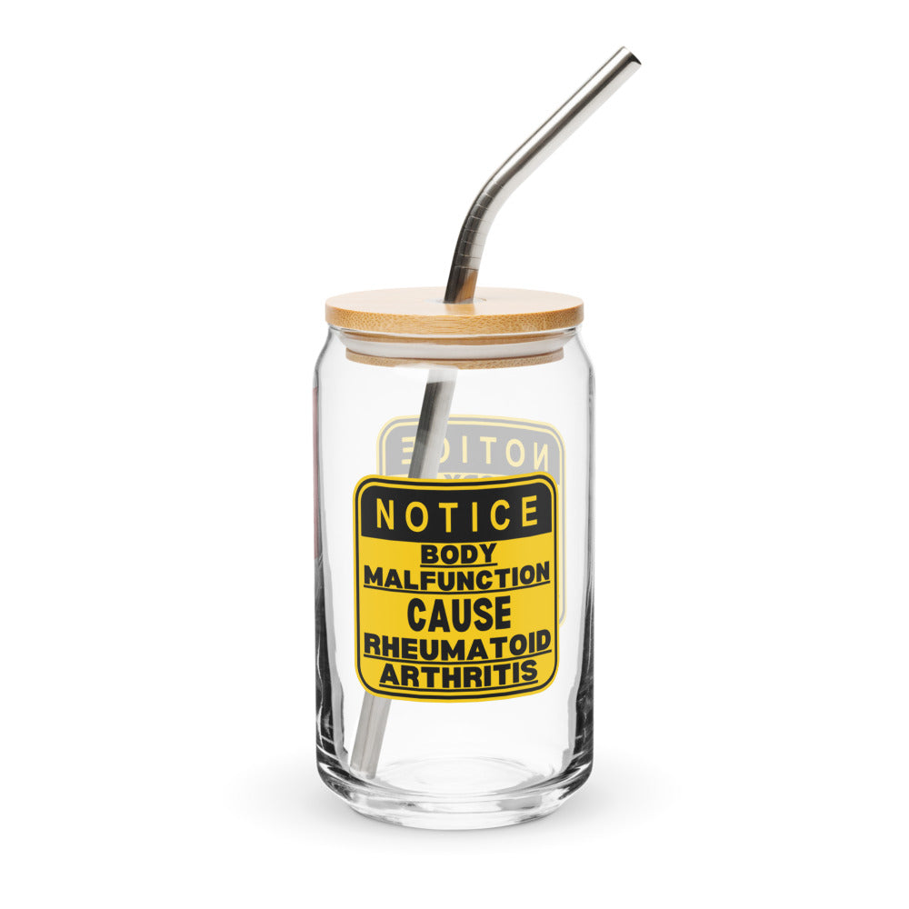 ILLTOCHILL Rheumatoid arthritis awareness Warning sign RA arthritis gift Can-Shaped Glass.