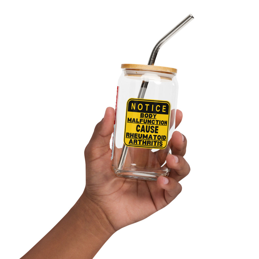 ILLTOCHILL Rheumatoid arthritis awareness Warning sign RA arthritis gift Can-Shaped Glass.