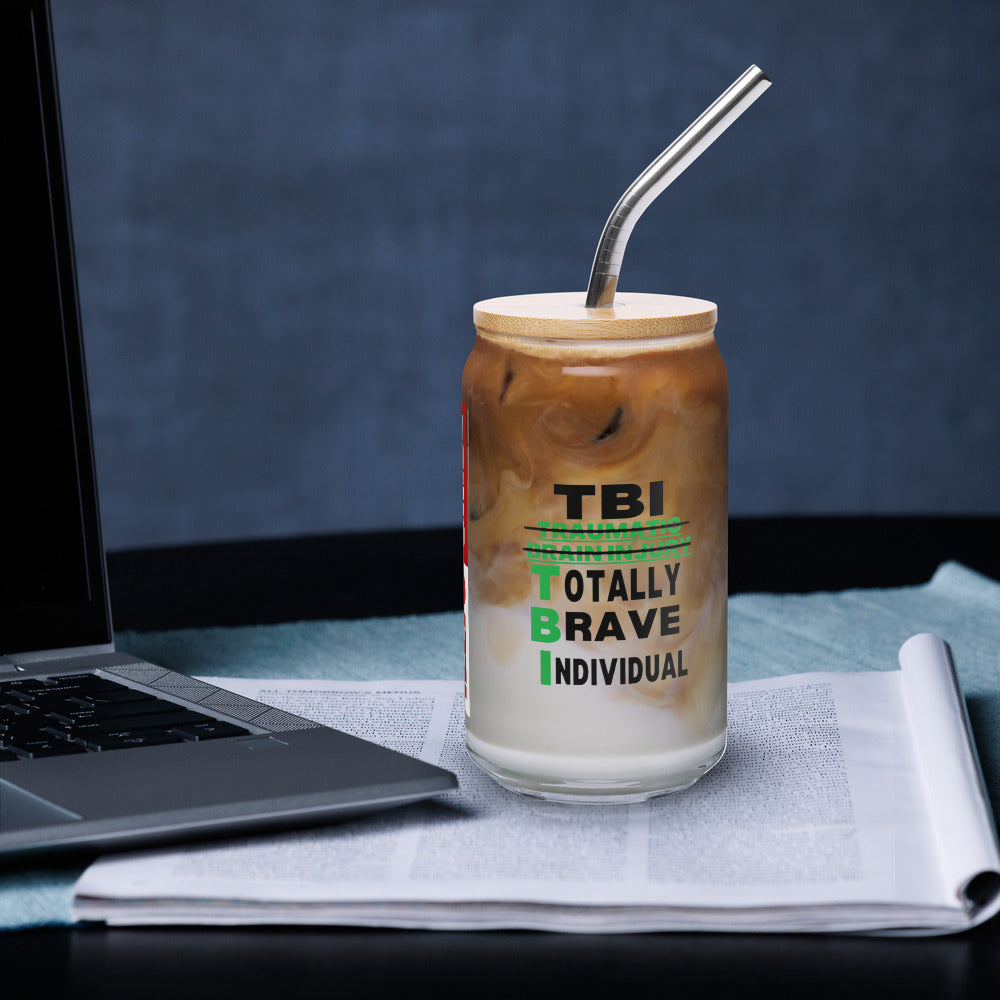 ILLTOCHILL Brain Injury awareness TBI Totally Brave Individual TBI support gift Can-Shaped Glass.