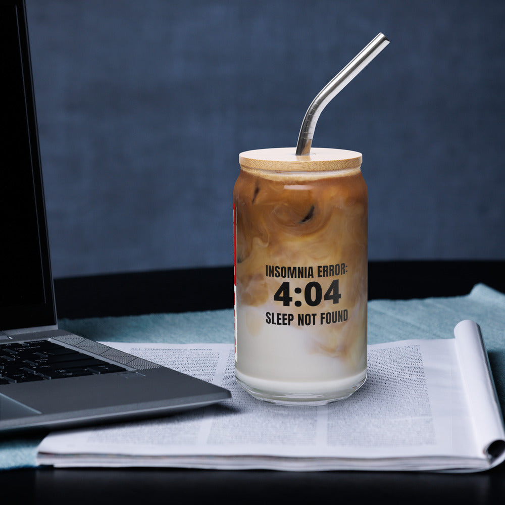 ILLTOCHILL Insomnia Error 404 sleep not found funny insomnia awareness gift Can-Shaped Glass.
