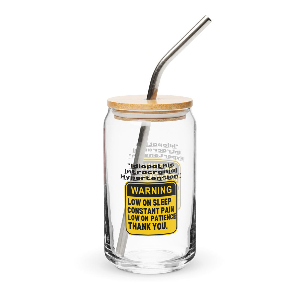 ILLTOCHILL ILLTOCHILL Idiopathic intracranial hypertension awareness Warning sign IIH gift Can-Shaped Glass.