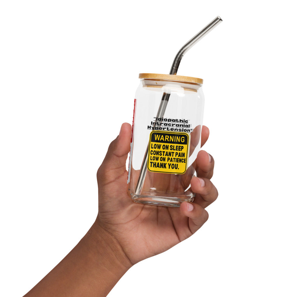 ILLTOCHILL ILLTOCHILL Idiopathic intracranial hypertension awareness Warning sign IIH gift Can-Shaped Glass.