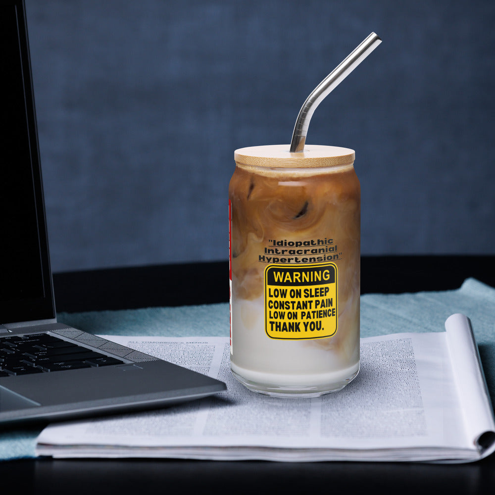 ILLTOCHILL ILLTOCHILL Idiopathic intracranial hypertension awareness Warning sign IIH gift Can-Shaped Glass.