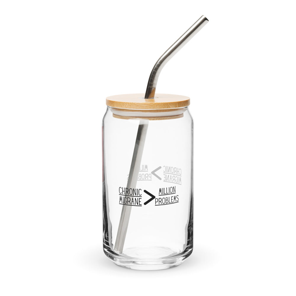 ILLTOCHILL Chronic migraine greater than Million problems migraie awareness gift Can-Shaped Glass.
