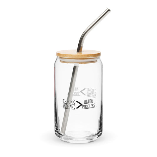 ILLTOCHILL Chronic migraine greater than Million problems migraie awareness gift Can-Shaped Glass.