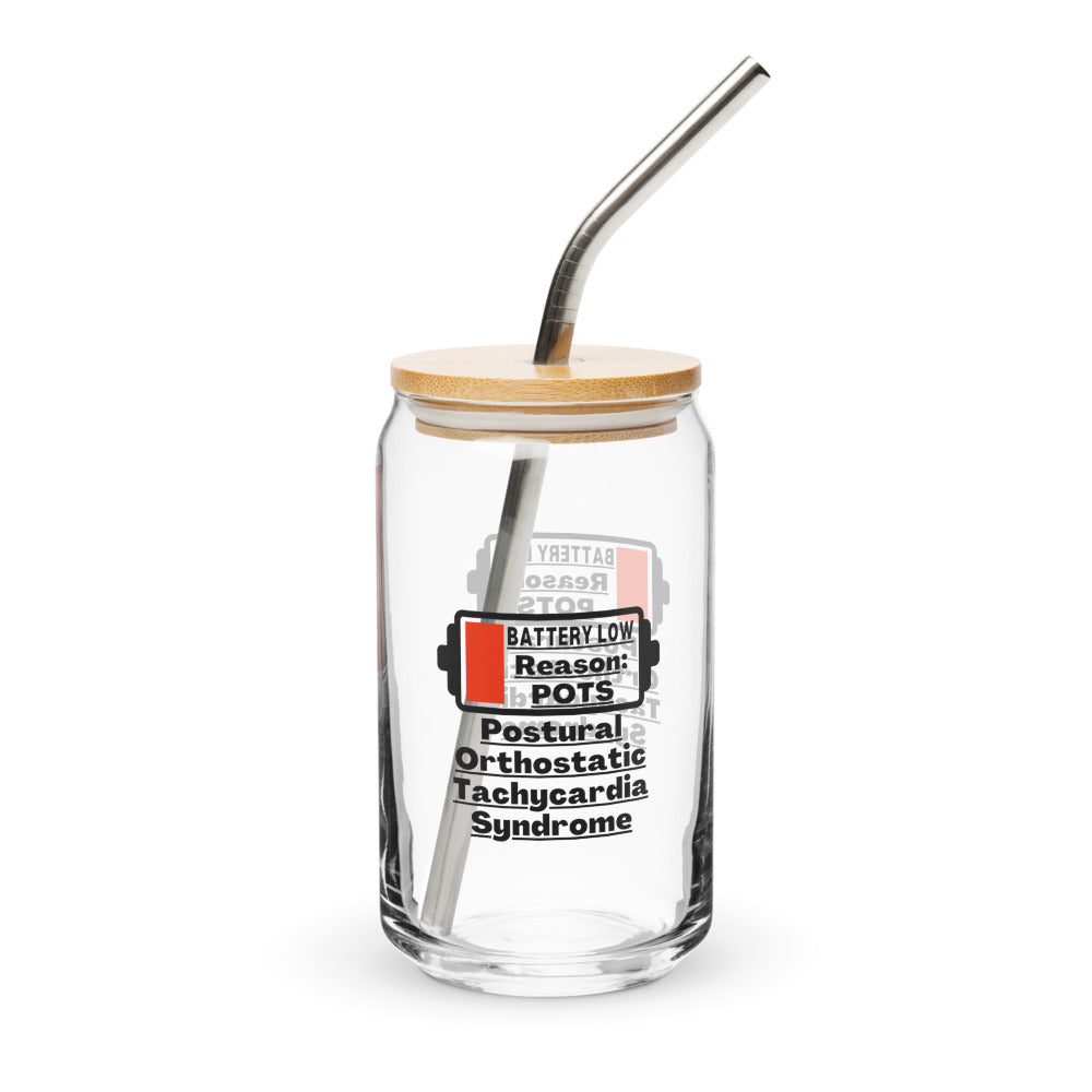 ILLTOCHILL Postural orthostatic tachycardia syndrome Battery low funny POTS gift Can-Shaped Glass.
