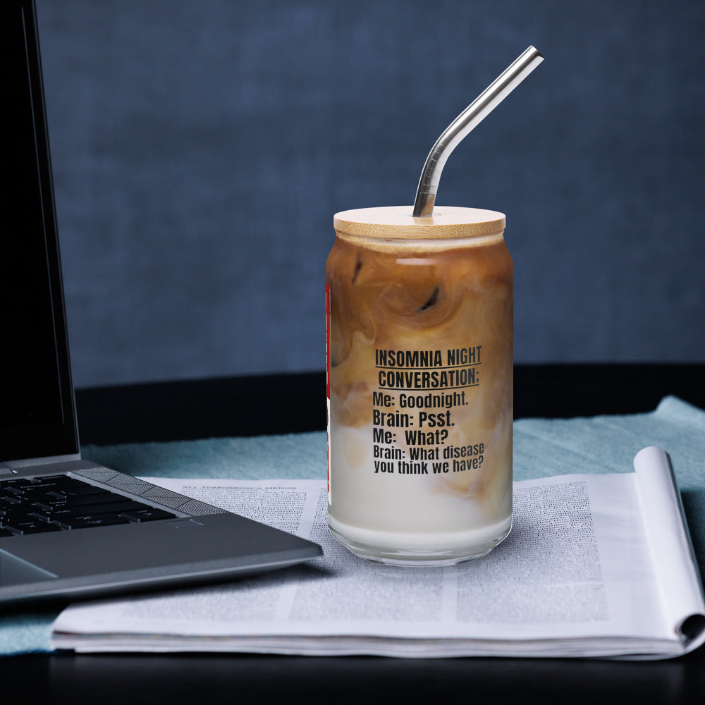 ILLTOCHILL Insomnia Night funny conversation Insomnia awareness gift Can-Shaped Glass.