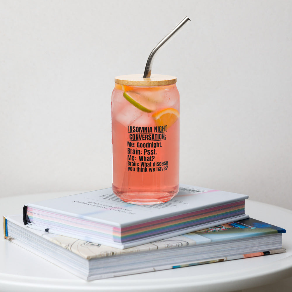 ILLTOCHILL Insomnia Night funny conversation Insomnia awareness gift Can-Shaped Glass.