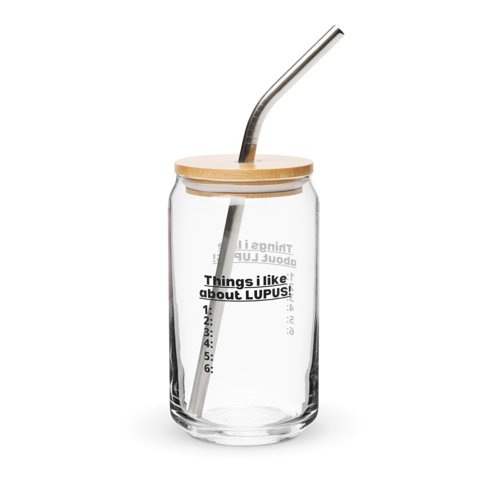 ILLTOCHILL Things I like about Lupus funny autoimmune lupus awareness gift Can-Shaped Glass.