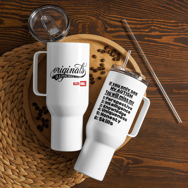 Close-up of ILLTOCHILL autistic mug handle grip in everyday setting