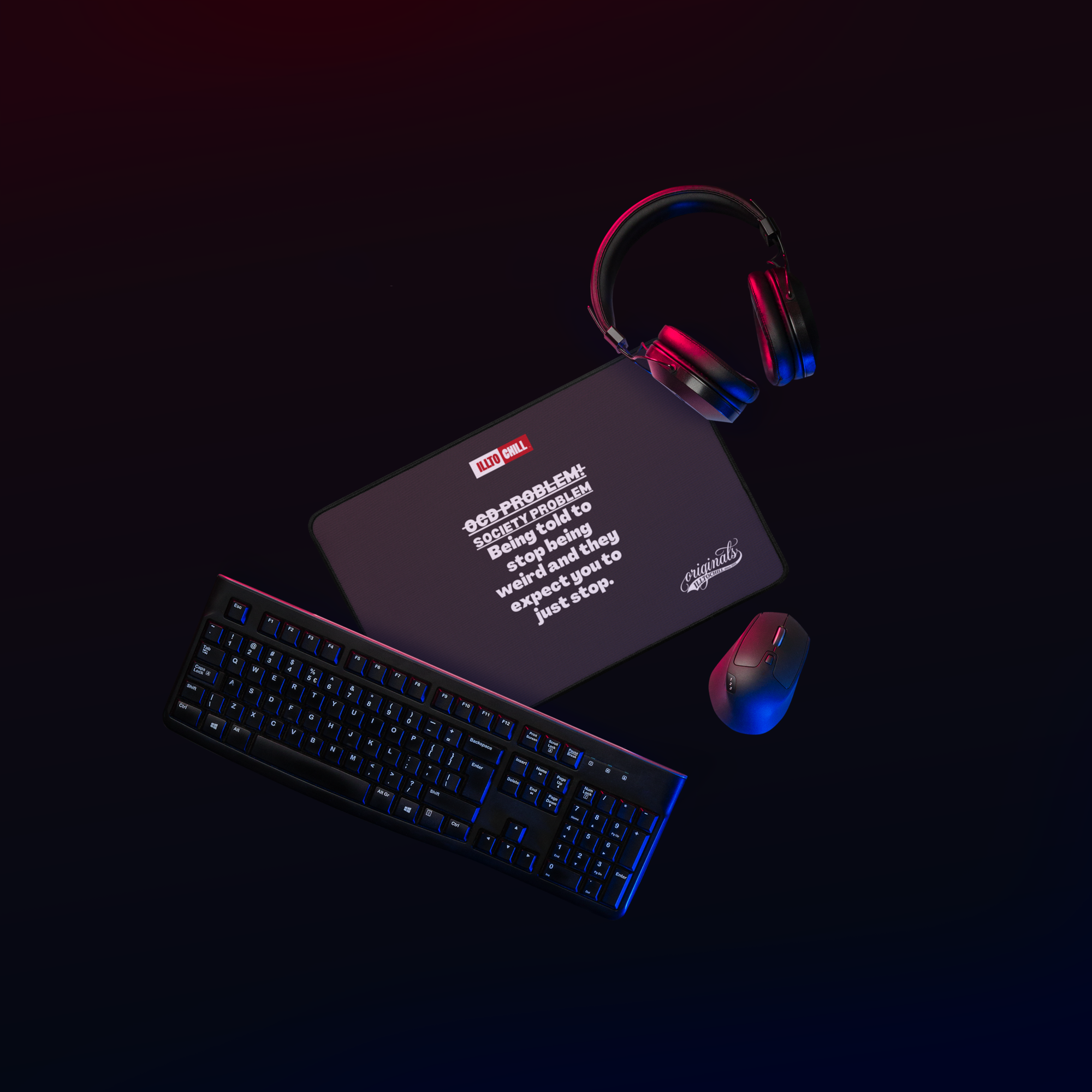 OCD at the Desk: Neurodivergent Pride Desk Mat for Every Intrusive Thinker | ILLTOCHILL